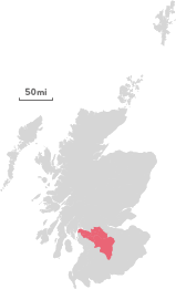 Map of the region of Glasgow and Clyde Valley.