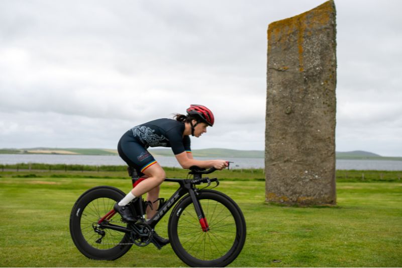 Person cycling in Orkney