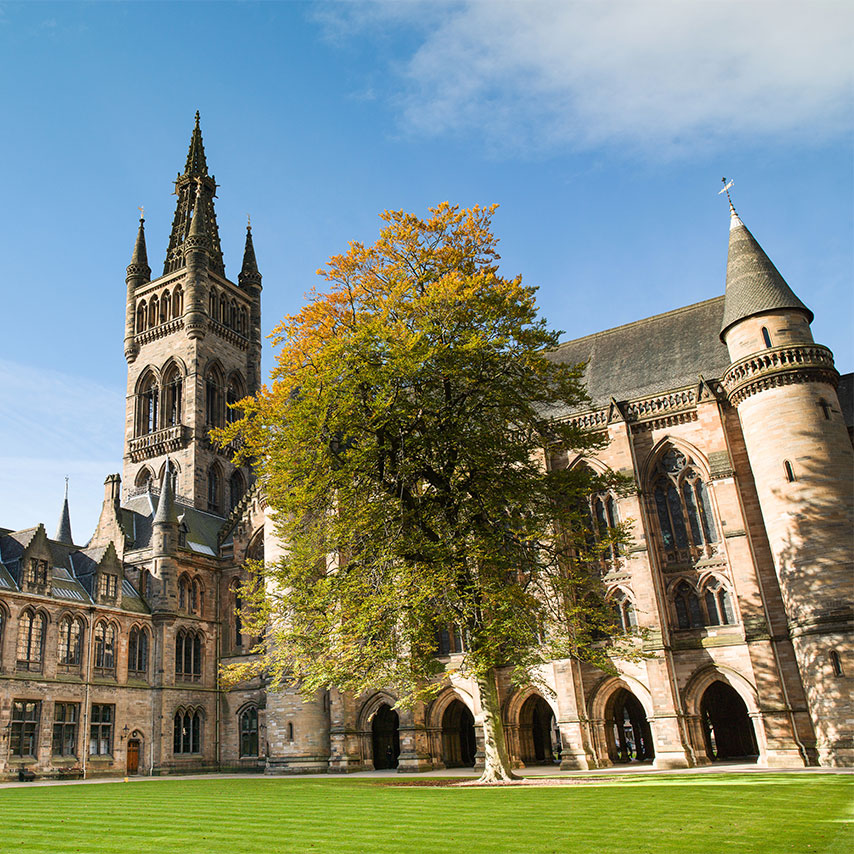 Image of the outside of the University of Glasgow campus.