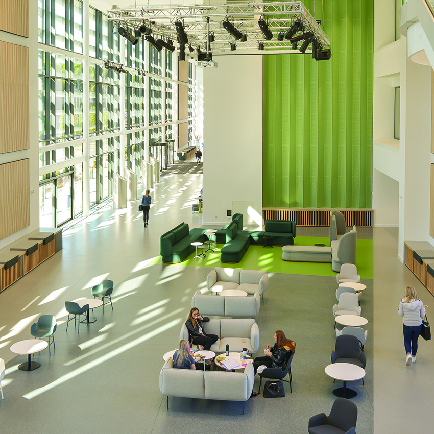 Image of the interior of a University of West of Scotland campus.