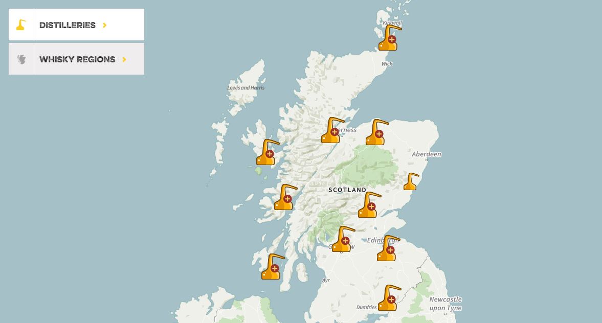 Highland Distilleries Map